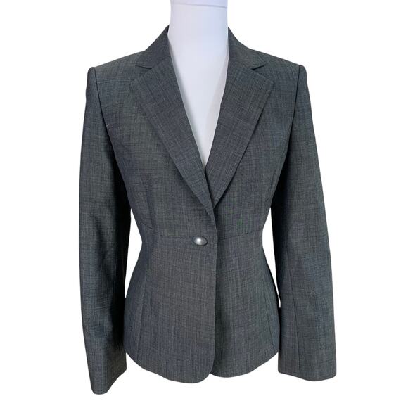 Kasper Size 8 Women's One Button Blazer Jacket Gray Career Work Minimalist - Picture 1 of 12